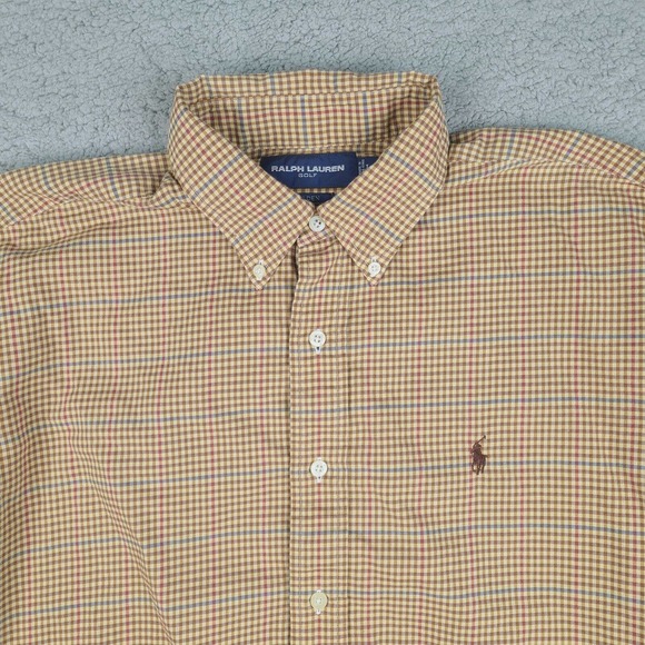 Ralph Lauren Shirt Men's Large Tilden Brown Golf Check Button-Down Long Sleeve - Picture 2 of 12